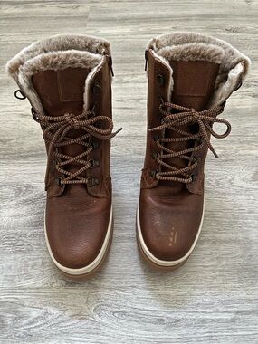 Eric Michael Denver Brown Leather Faux Fur Winter Boots EU 40